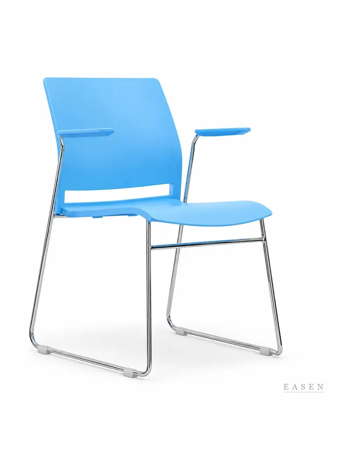 Sled-Base Blue Shell Armchair — Restaurant Chair