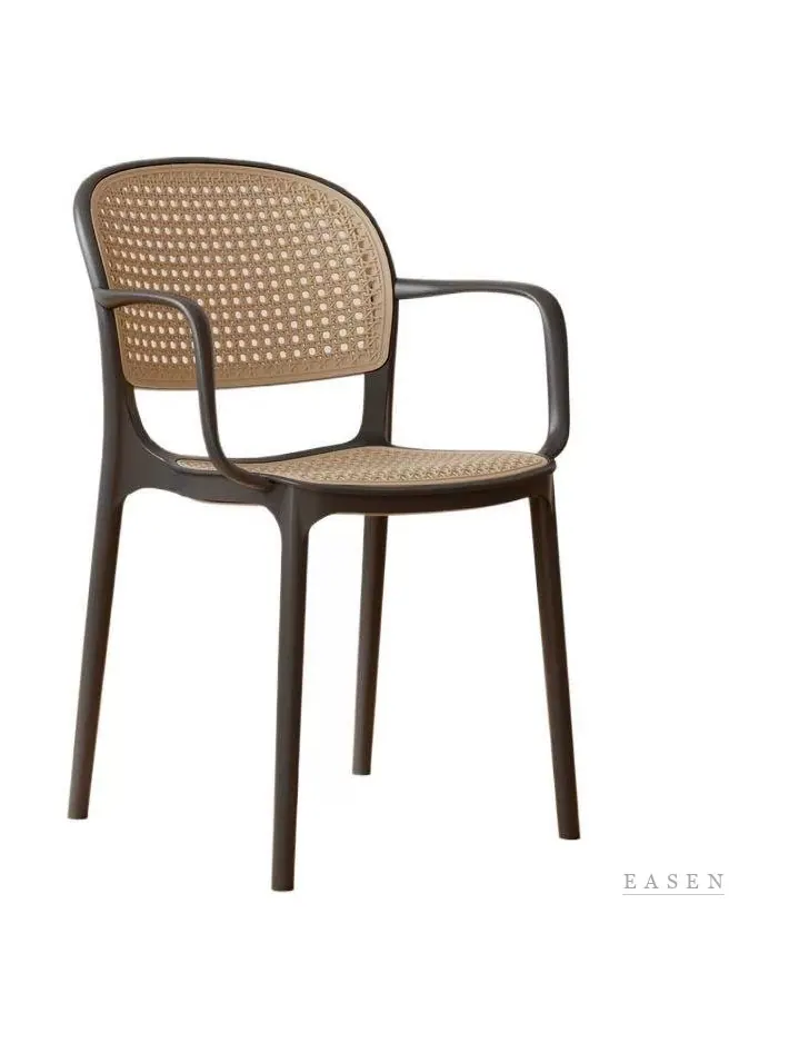 White-Frame Rattan-Look Armchair — 3