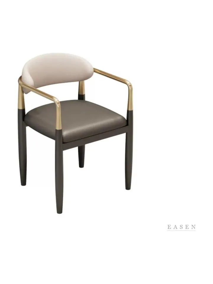 Brass-Tube Arm Grey Chair — Restaurant Chair