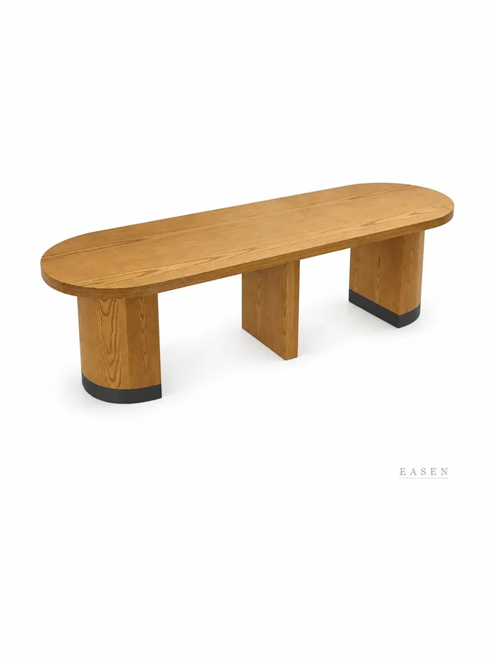 Three-Panel Oval Oak Bench — Café Chair