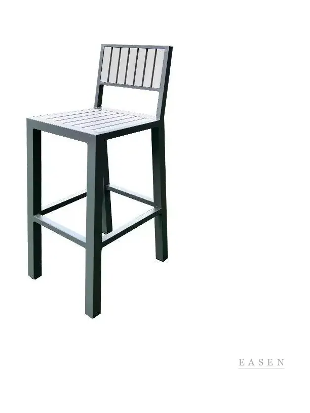 Square-Frame Slatted Bar Stool — Outdoor Chair