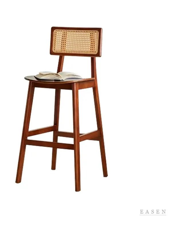 Square-Cane Walnut Bar Stool — Café Chair