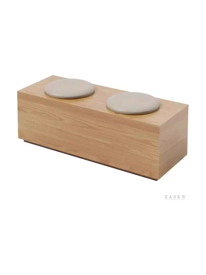 Wood Box Round-Cushion Bench — Café Chair
