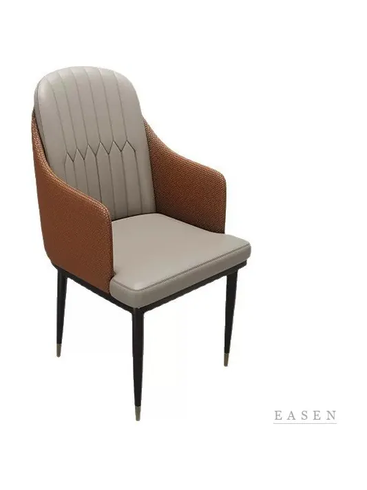 Tan-Grey Channel High-Back Armchair — Restaurant Chair