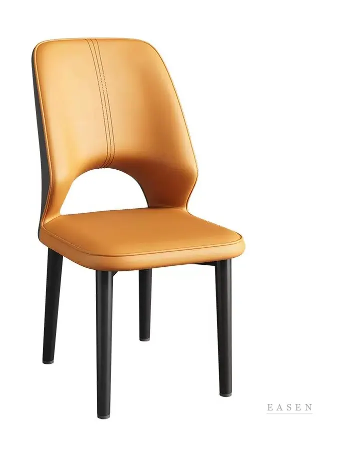 Cutout-Back Orange Leather Chair — Restaurant Chair