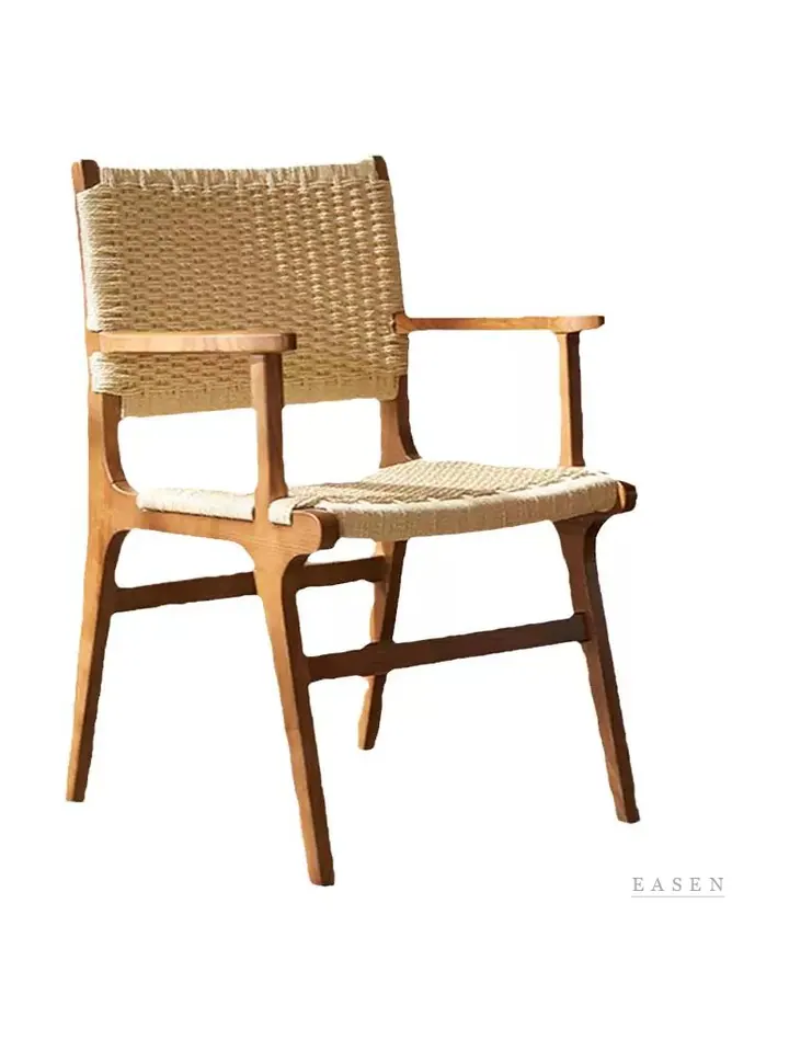 Teak Cord-Woven Armchair — Café Chair