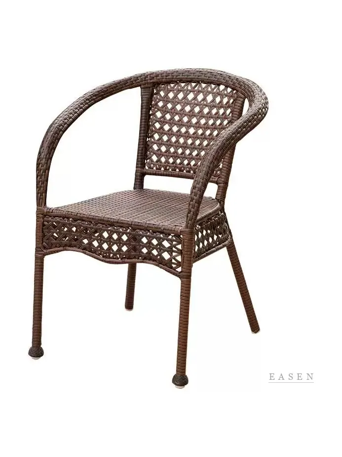 Round-Back Resin Wicker Armchair — Outdoor Chair