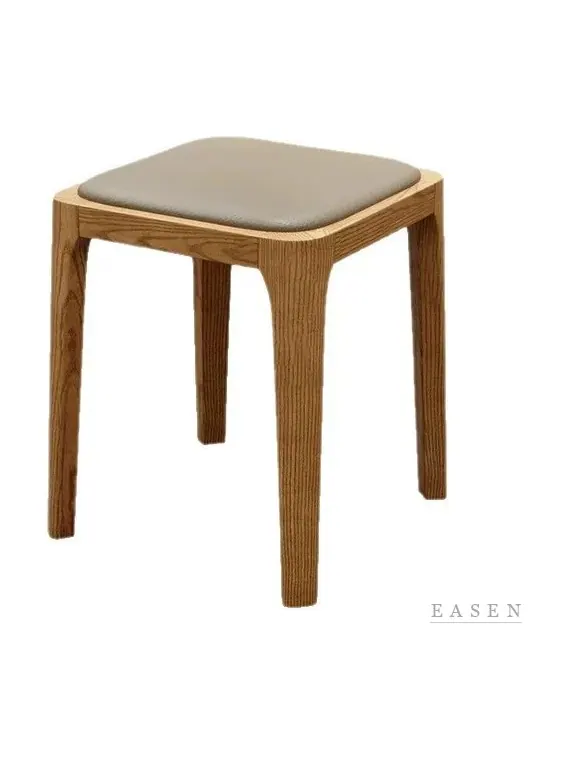 Rounded-Corner Oak Stool — Café Chair