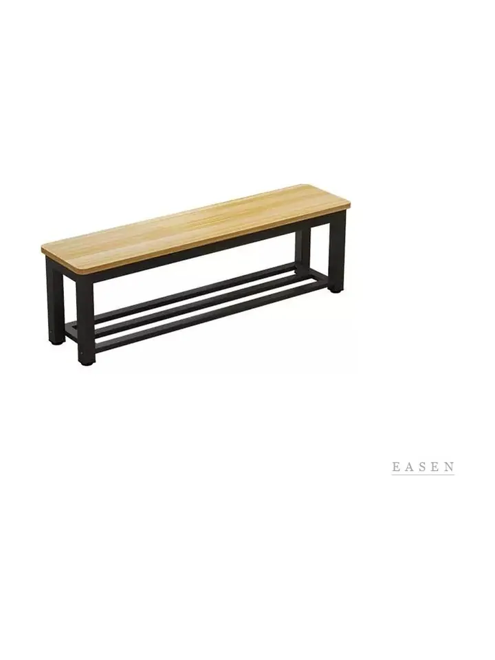 Light Wood Rail-Shelf Bench — Restaurant Chair