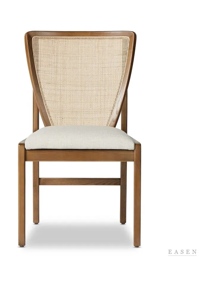 Trapezoid Cane Oak Chair — Café Chair