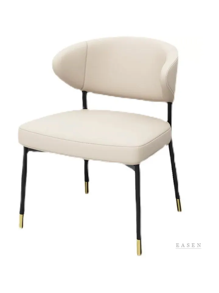 Low Curved Cream Gold-Tip Chair — Restaurant Chair