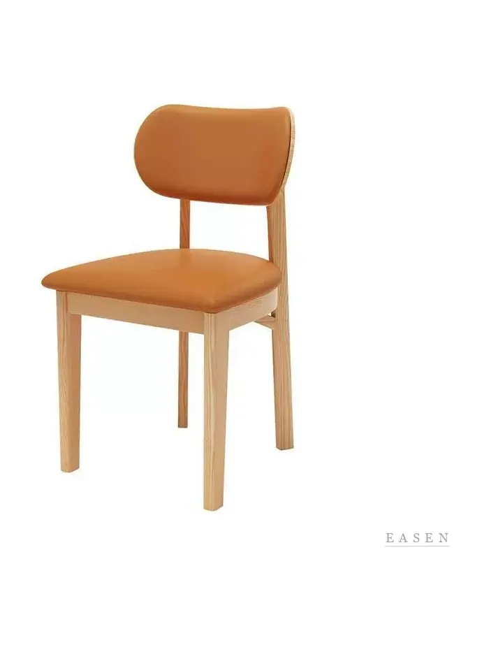 Orange-Seat Rounded Wood Chair — Café Chair