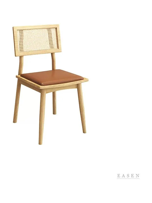 Twin-Post Cane Leather Chair — Café Chair