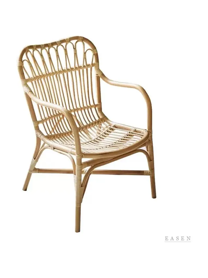 Scalloped-Slat Rattan Armchair — Café Chair