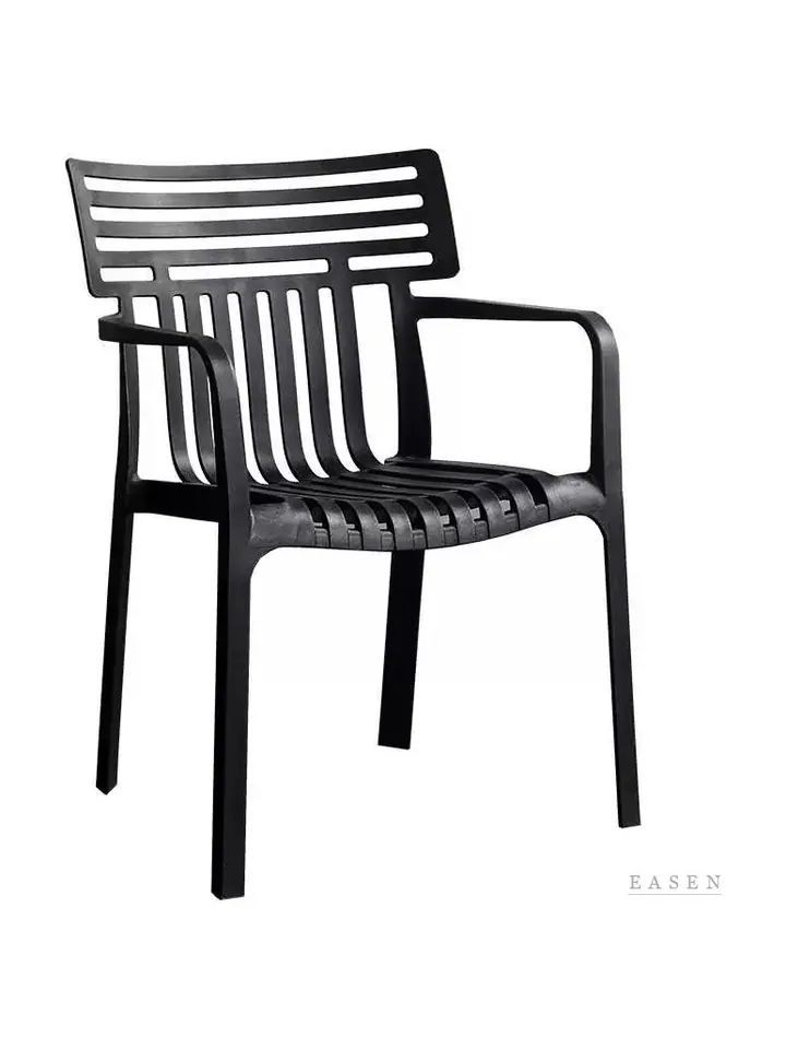 Grid-Slat Black Armchair — Outdoor Chair