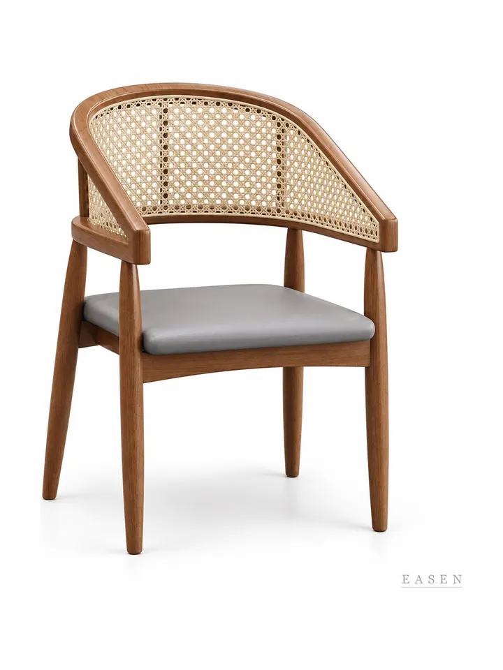 Curved-Cane Slant-Arm Chair — Café Chair