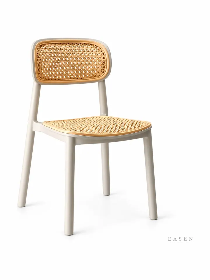 Low-Slat Cane Stacking Chair — Café Chair