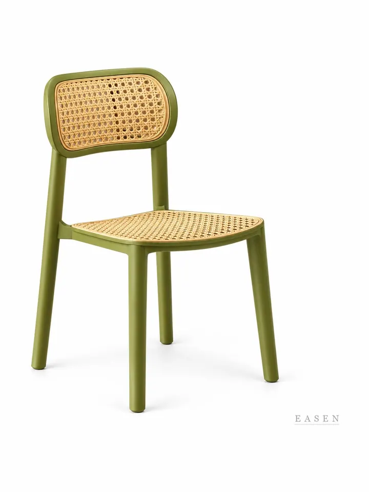 Low-Slat Cane Stacking Chair — 4