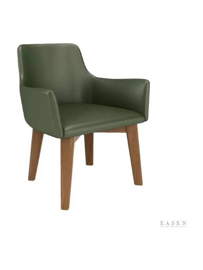 Green-Leather Flat-Wrap Armchair — Restaurant Chair