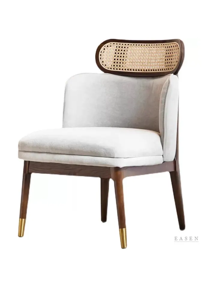 Cane-Top Brass-Leg Lounge Chair — Restaurant Chair