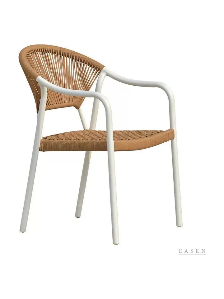 White-Frame Fan Rope Armchair — Outdoor Chair