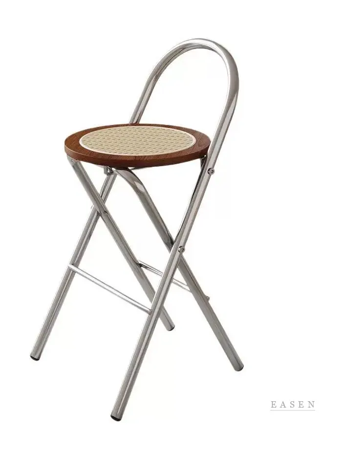 Folding Cane-Seat Bar Stool — Café Chair