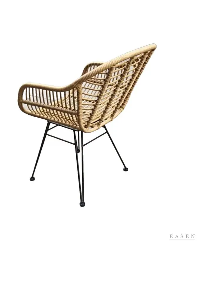 High-Wrap Rattan Slim-Leg Armchair — Café Chair