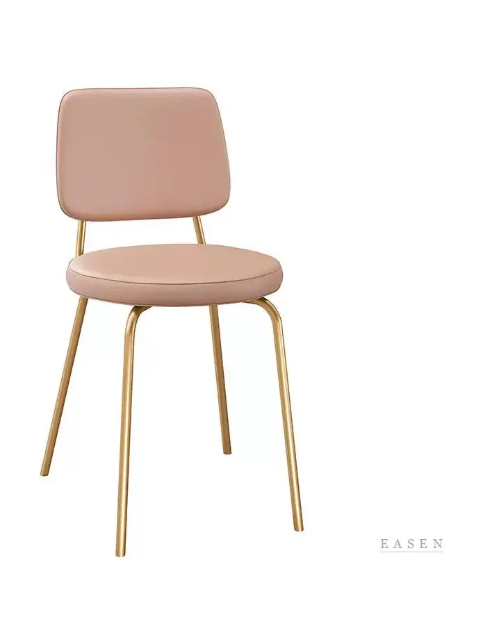 Pink Round-Seat Gold-Leg Chair — Café Chair