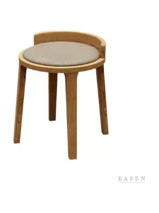 Low-Wrap Oak Round Stool Chair — Café Chair