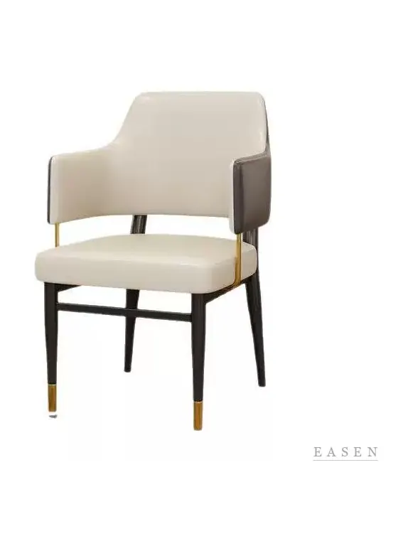 Brass-Accent Cream Armchair — Restaurant Chair