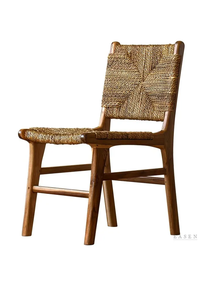 Diagonal Rush Teak Chair — Café Chair