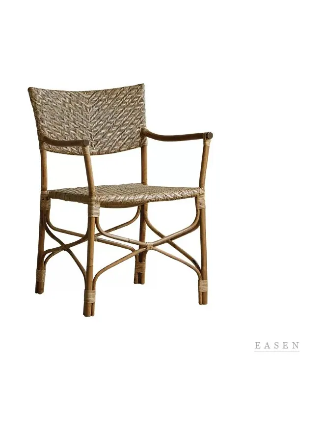 Crossed-Frame Rattan Armchair — Café Chair