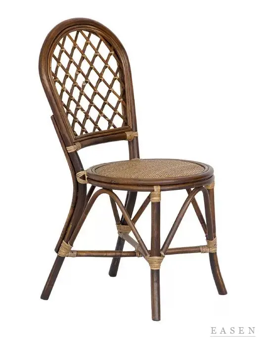 Lattice-Back Round Rattan Chair — Café Chair