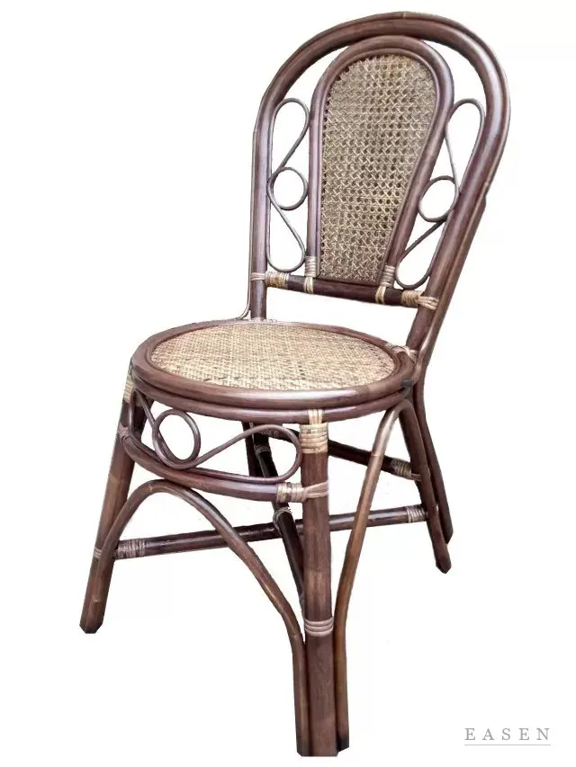 Scroll-Arch Brown Rattan Chair — Café Chair