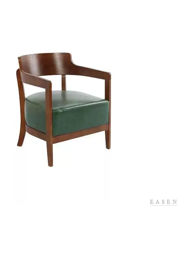 Short-Arm Green-Leather Chair — Café Chair