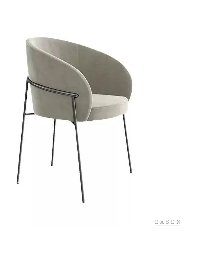 Grey Fabric Curved Tube-Frame Chair — Café Chair