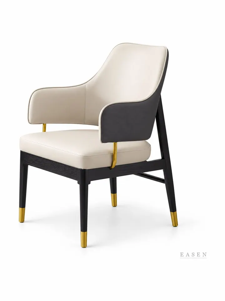High-Curve Brass-Tip Armchair — Restaurant Chair