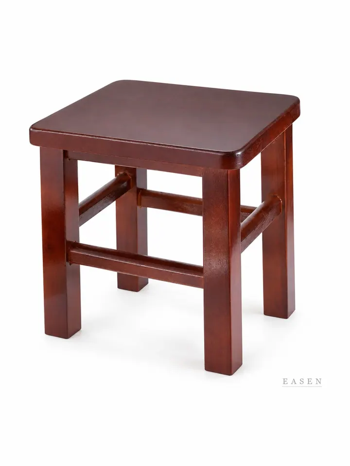 Cross-Stretcher Red Wood Stool — Restaurant Chair