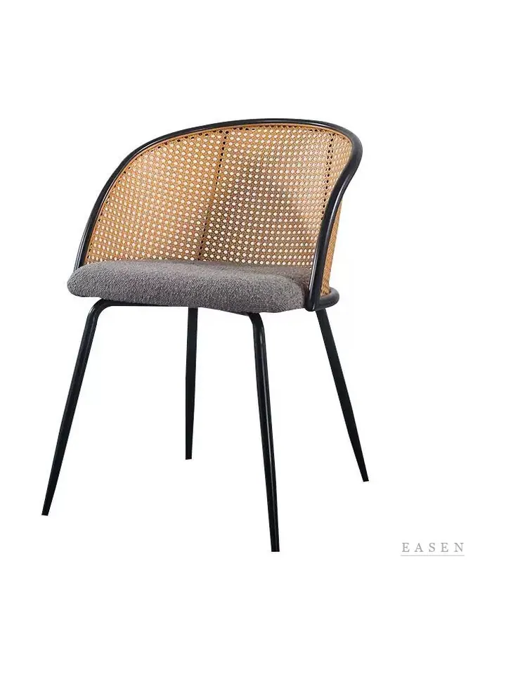 Curved-Wrap Cane Metal-Leg Chair — Café Chair