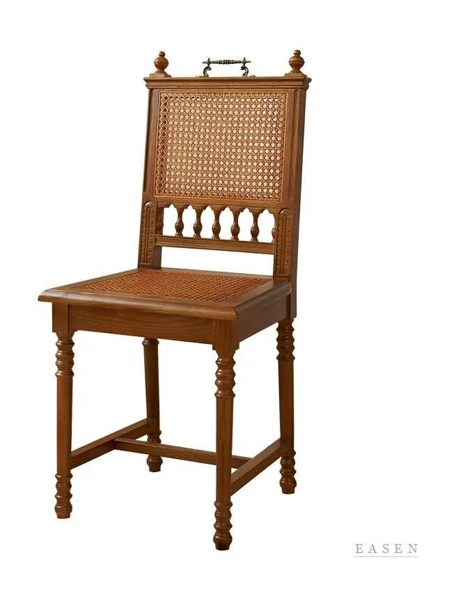 Carved Turned-Post Cane Chair — Café Chair