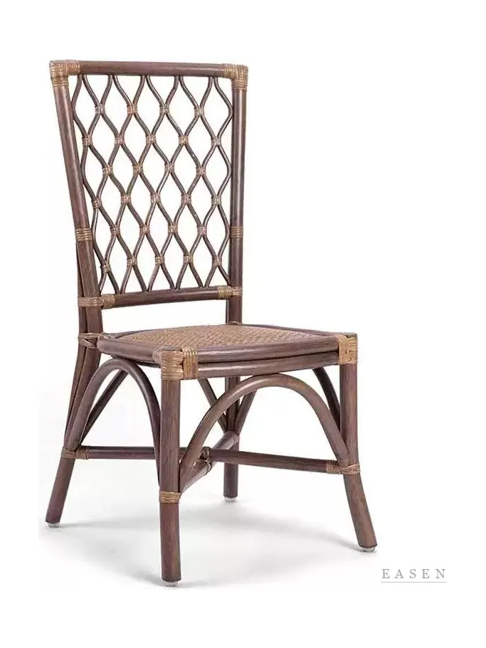 Diamond-Lattice Dark Rattan Chair — Café Chair