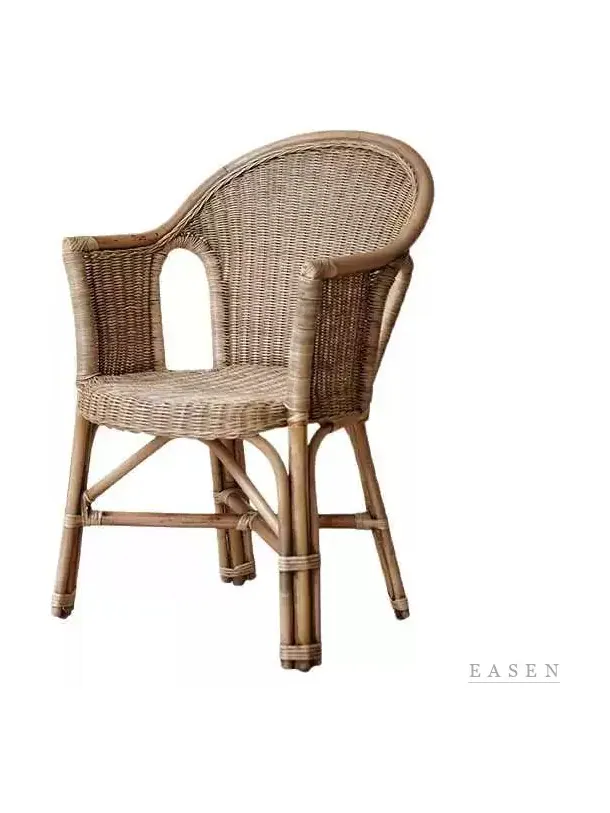 Bamboo-Frame Rattan Armchair — Café Chair