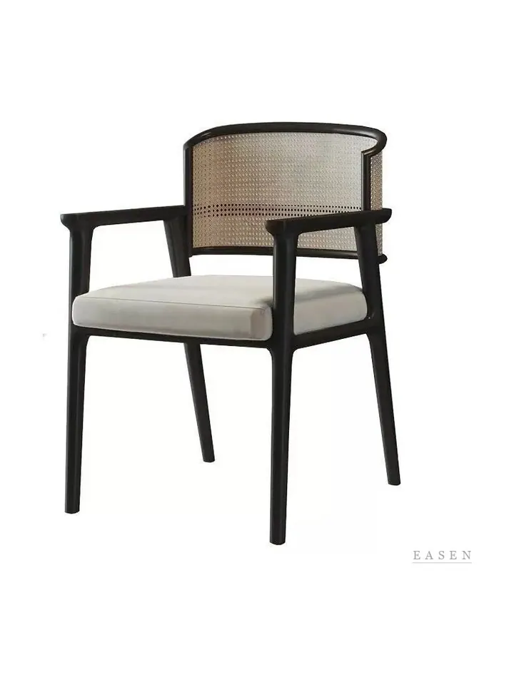 Black Curved-Cane Armchair — Café Chair