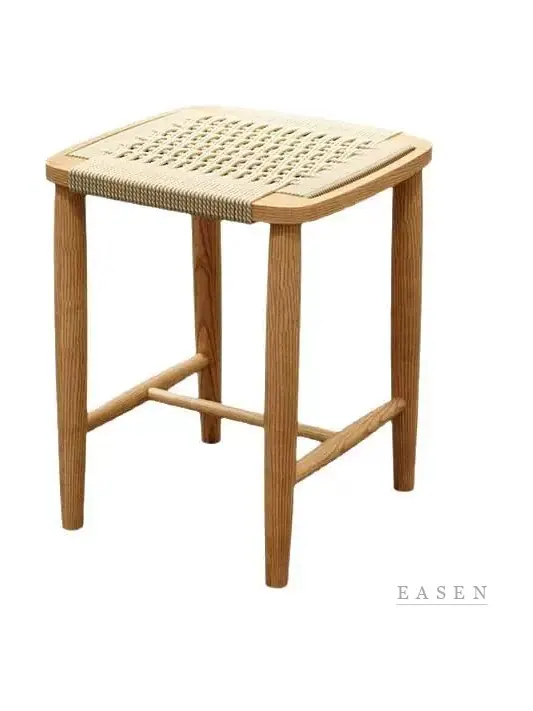 Rope-Seat Oak Square Stool — Café Chair