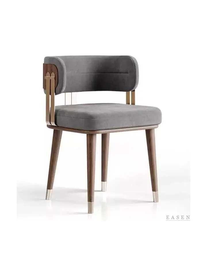 Grey Velvet Brass-Tip Chair — Restaurant Chair