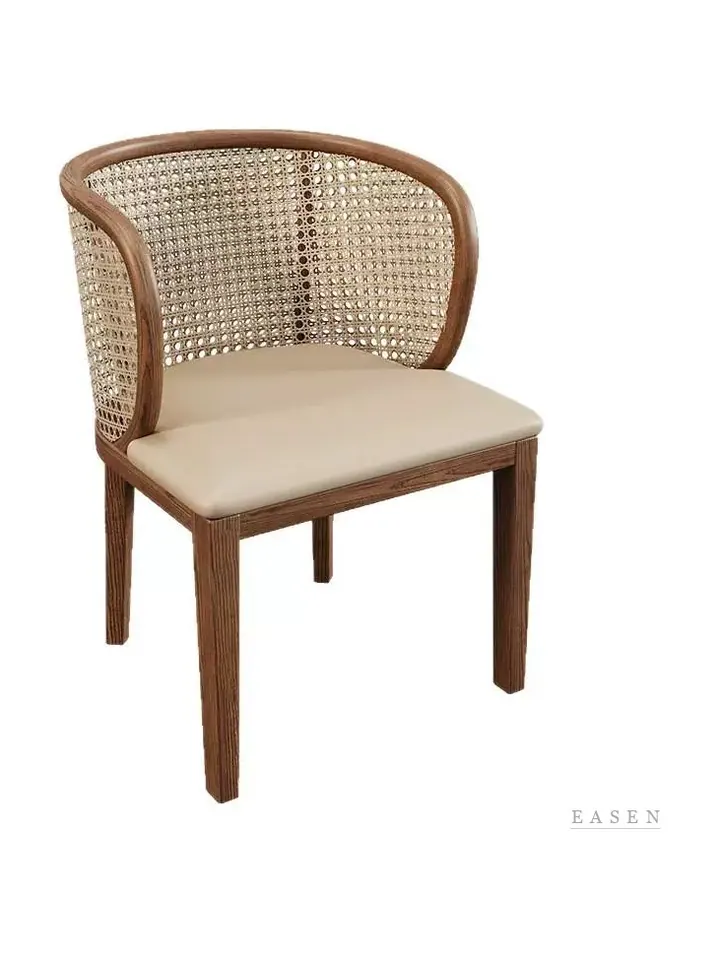 High-Wrap Walnut Cane Tub Chair — Café Chair