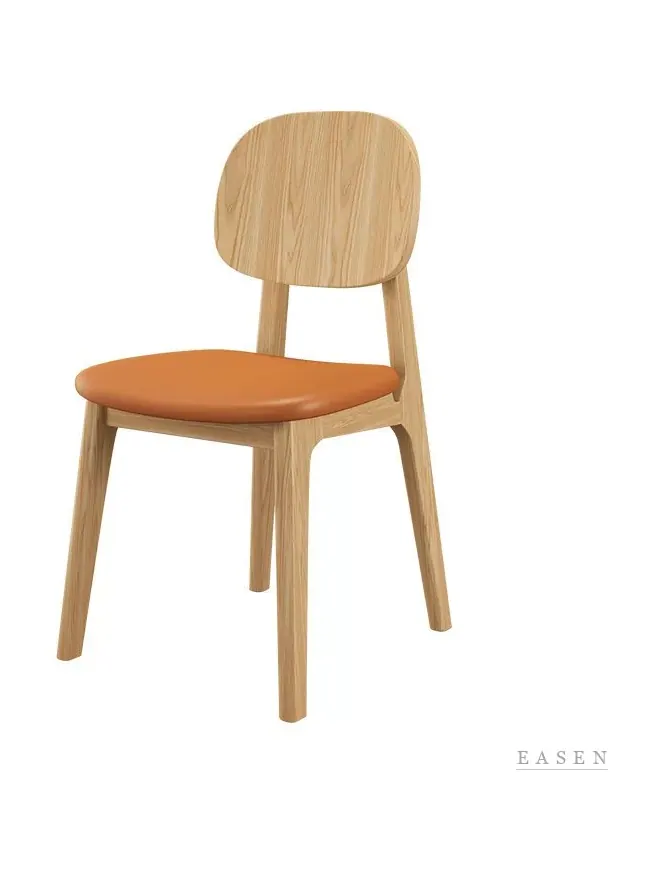 Rounded-Back Orange Oak Chair — Café Chair