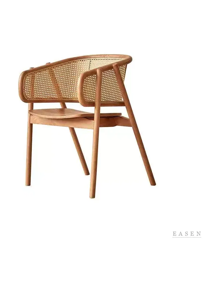 Curved-Wrap Light Wood Armchair — Café Chair