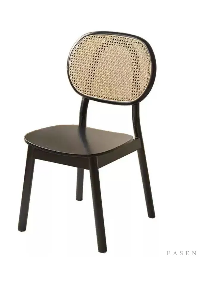 Rounded Cane Black Wood Chair — Café Chair