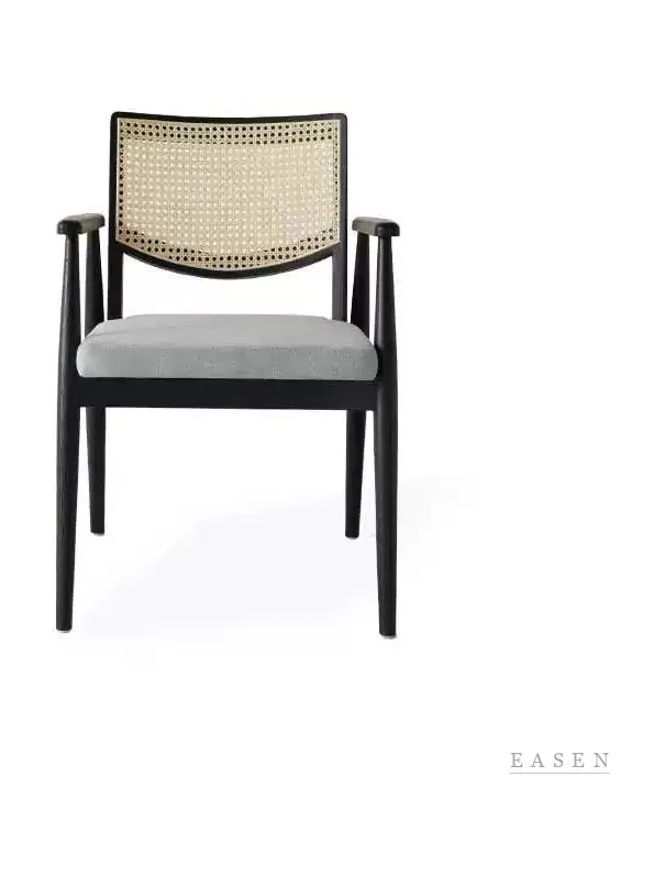 Trapezoid-Cane Black Armchair — Café Chair